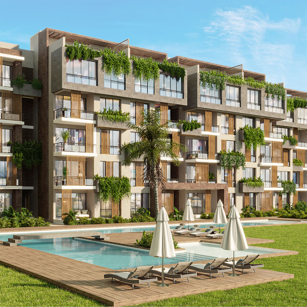 Apartments in Cana Bay, Punta Cana. With a modern and elegant design, the residences fuse avant-garde aesthetics with functionality, creating spaces that maximize every square meter. From intimate nooks and crannies to social areas, each space is designed to meet your needs. Beauty and comfort are exquisitely combined in the residences.