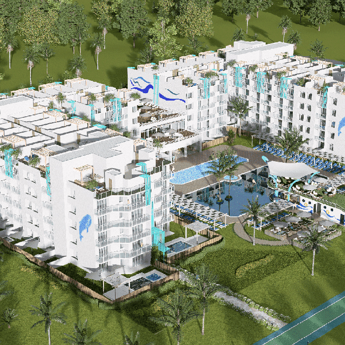Enjoy a cruise on land, in the most complete, sustainable and innovative vacation resort in the Caribbean, where you can rent, vacation or live, investing safely in apartments with high hotel standards, in resort-style buildings and located within a theme park with more than 100 attractions and amenities.