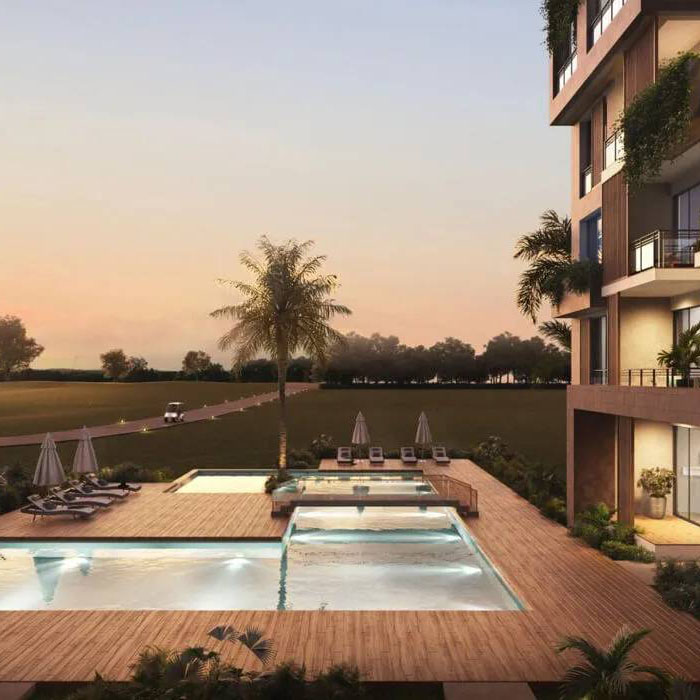 Apartments in Cana Bay, Punta Cana. Overlooking the golf course and pool; apartments with a modern and elegant design, the residences fuse avant-garde aesthetics with functionality, creating spaces that maximize every square meter. From intimate nooks and crannies to social areas, each space is designed to meet your needs. Beauty and comfort are exquisitely combined in the residences.